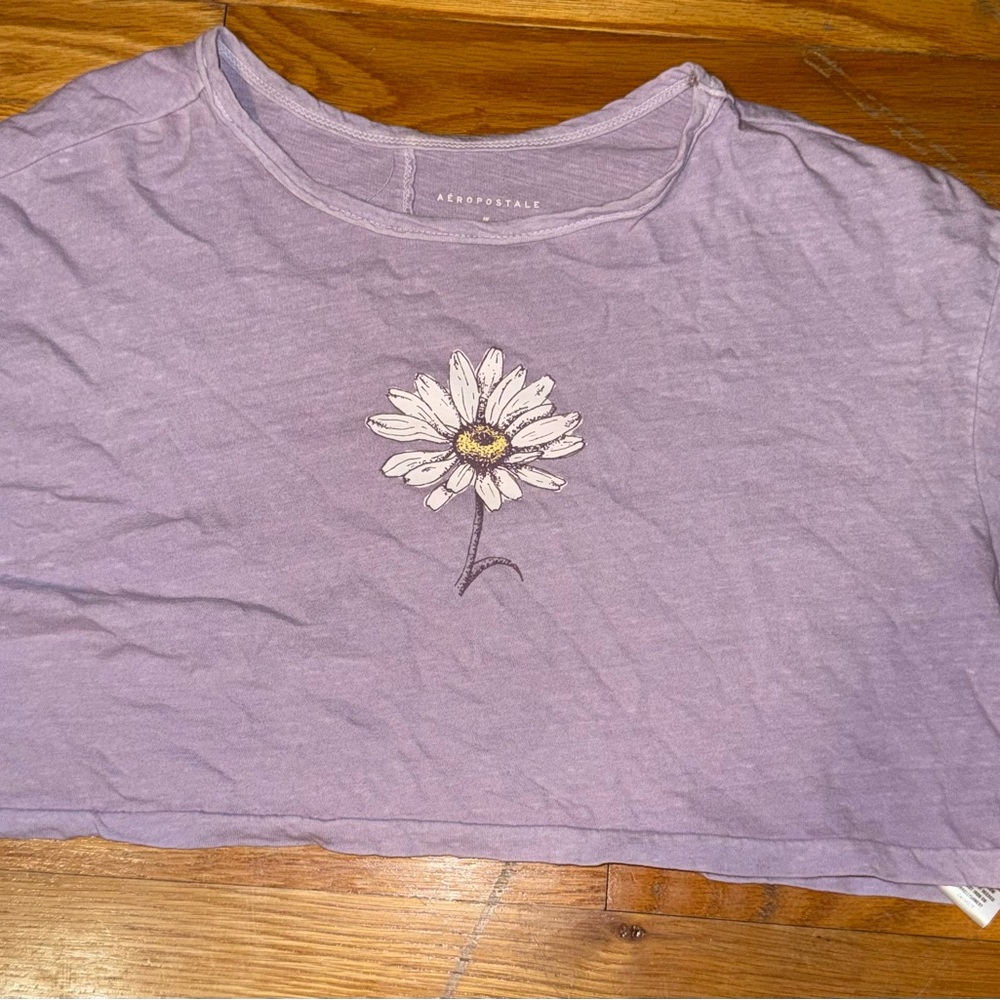 Aeropostale Purple Floral Crop Top